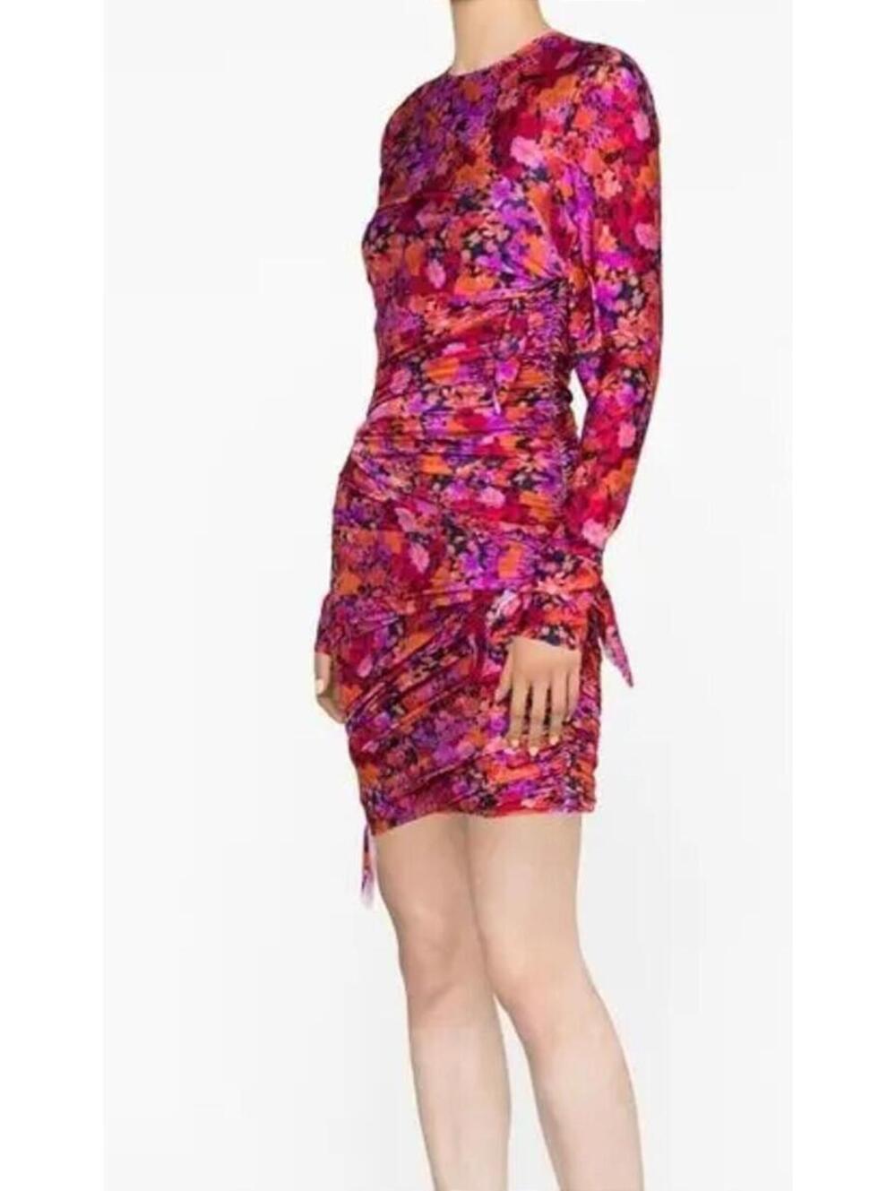 $990 NWT Philosophy Di Lorenzo Serafini Floral Ruched Mini Dress Medium 6 42 - Picture 7 of 9